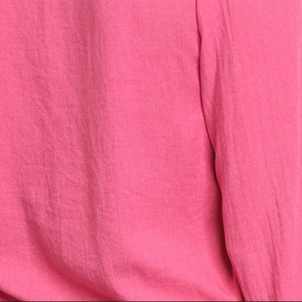 ❌DONATED❌Fuchsia Pink V-neck Surplice Long Sleeve Tie Wrists Top - Picture 7 of 11